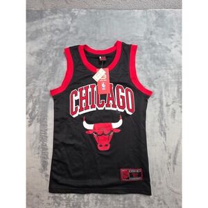 NWT Ultra Game Chicago Bulls NBA Basketball Jersey Black Red Mens XS Embroidered